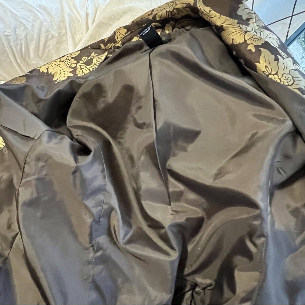 New York & Company Metallic Gold Floral Blazer Jacket Size 8 - Picture 10 of 13